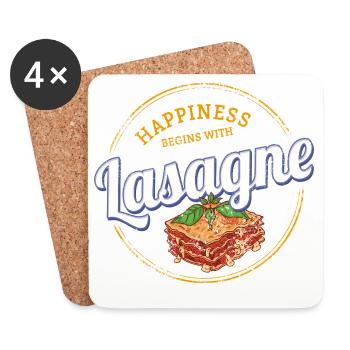 Plat de lasagne Vintage Italie Retro Pasta Design - Dessous de verre (lot de 4) - blanc - Devant