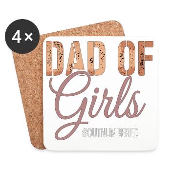 Papa des filles surpassés en nombre, drôle de papa - Dessous de verre (lot de 4) - blanc - Devant
