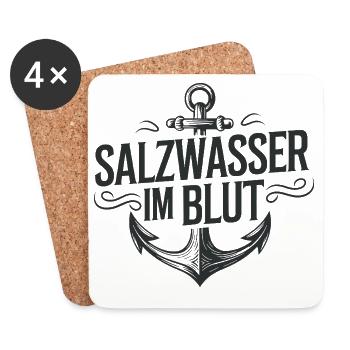 Salzwasser im Blut: Anker-Logo - Untersetzer (4er-Set) - Weiß - Vorne