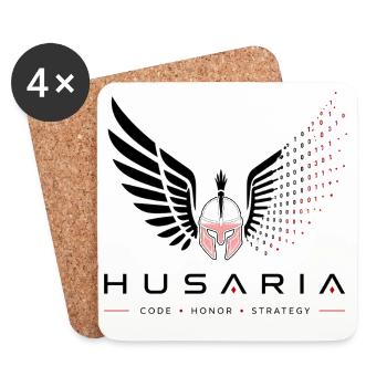 Husaria Digital Wings – Moderne Sicherheit und Strategie - Untersetzer (4er-Set) - Weiß - Vorne