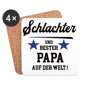 Butcher Best Dad Father's Day Birthday - Coasters (set of 4) - white - Front