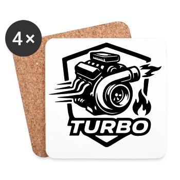 Symbole de réglage du turbo - Dessous de verre (lot de 4) - blanc - Devant