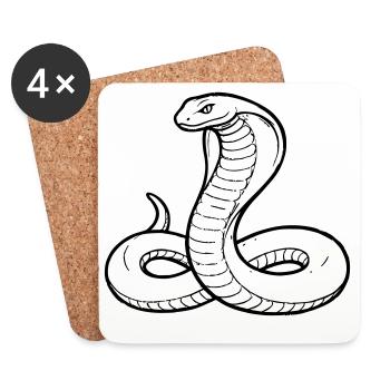 Cobra Snake Outline eSport Mascot Team - Coasters (set of 4) - white - Front