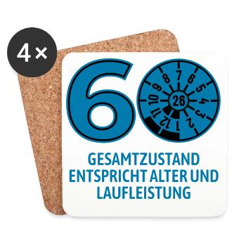HU Juli 2026 - 60 Jahre - Geburtstag Geschenk - Untersetzer (4er-Set) - Weiß - Vorne
