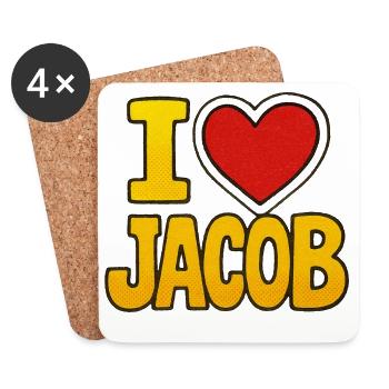 J’aime Jacob rétro - Dessous de verre (lot de 4) - blanc - Devant