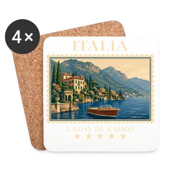 Italien Lago di Como Vintage Reisemarke - Untersetzer (4er-Set) - Weiß - Vorne