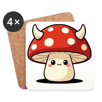 Dark Mushroom Mischief Cottagecore Graphic - Coasters (set of 4) - white - Front