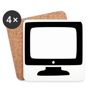 Écran d’ordinateur rétro Blanc vintage années 80 et 90 - Dessous de verre (lot de 4) - blanc - Devant