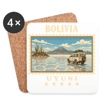Bolivien Uyuni Vintage Reisemarke - Untersetzer (4er-Set) - Weiß - Vorne