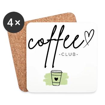 Club de Café | Chemise typographique Coffee Lover - Dessous de verre (lot de 4) - blanc - Devant