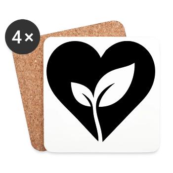 Gardener heart with plant - Coasters (set of 4) - white - Front