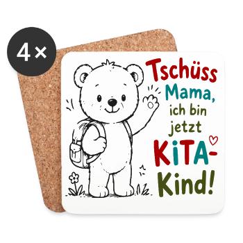 Kita Abschiedsbär mit Gruß - Untersetzer (4er-Set) - Weiß - Vorne