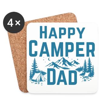 GLÜCKLICHER CAMPER-PAPA - Untersetzer (4er-Set) - Weiß - Vorne