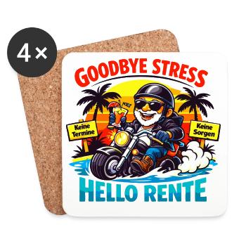 Schluss mit Stress: Hallo Rente - Untersetzer (4er-Set) - Weiß - Vorne