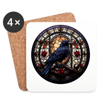 Munin the Raven | Nordic Stained Glass Motif - Coasters (set of 4) - white - Front