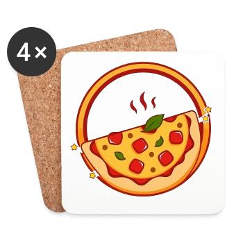Pizza - Dessous de verre (lot de 4) - blanc - Devant