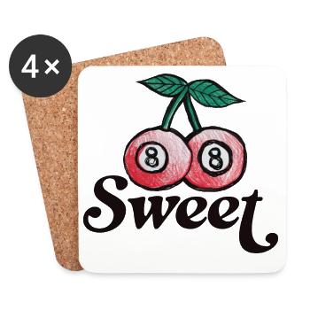 Graphique duo cerise douce sur les vêtements - Dessous de verre (lot de 4) - blanc - Devant