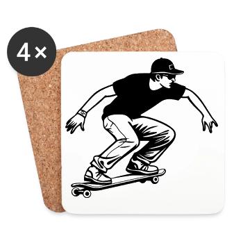 Skateboard Boy - Dessous de verre (lot de 4) - blanc - Devant