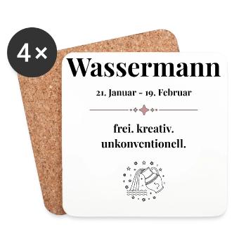 Sternzeichen Wassermann – Datum & Eigenschaften - Untersetzer (4er-Set) - Weiß - Vorne