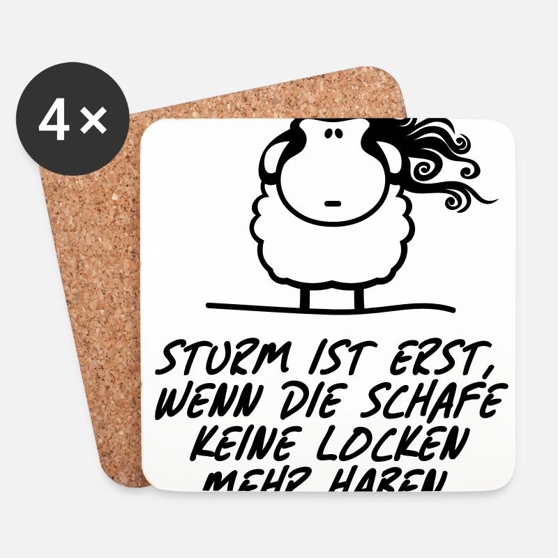 Sturm ist erst wenn Schafe keine Locken Spruch - Untersetzer (4er-Set) - Weiß