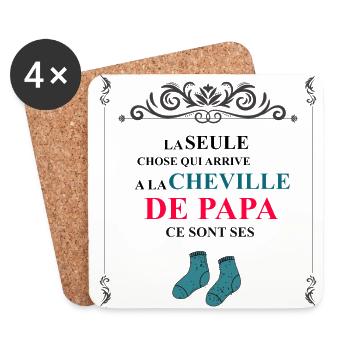 Fête des pères - Dessous de verre (lot de 4) - blanc - Devant