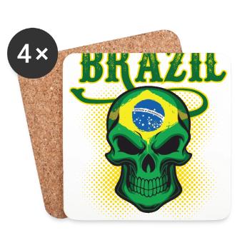 Brésil Coupe du Monde de Fan de Cadeau de Football - Dessous de verre (lot de 4) - blanc - Devant