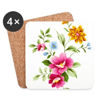 Schöne bunte Blumen schön bunt Blume Sommer - Untersetzer (4er-Set) - Weiß - Vorne