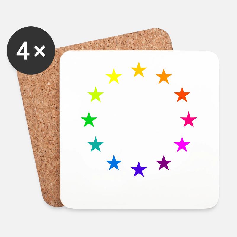 EU Sterne in Regenbogenfarben Europa Liebe LGBT - Untersetzer (4er-Set) - Weiß
