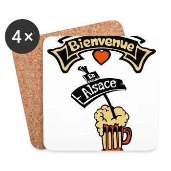 alsace bienvenue biere alcool humour region - Dessous de verre (lot de 4) - blanc - Devant