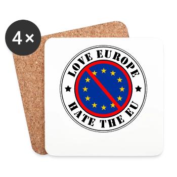 Anti EU - Love Europa Hate EU Stempel Brexit Dexit - Untersetzer (4er-Set) - Weiß - Vorne