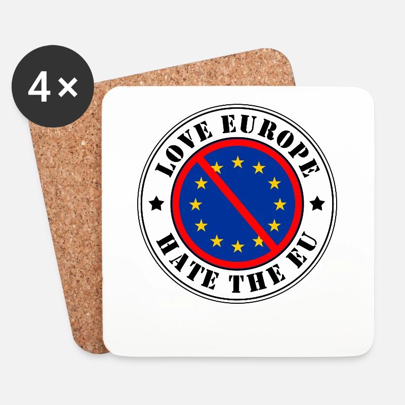 Anti EU - Love Europa Hate EU Stempel Brexit Dexit - Untersetzer (4er-Set) - Weiß