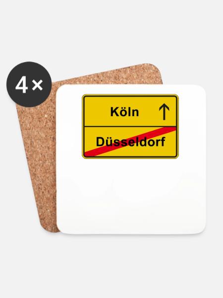 Köln Kölle Colonia Dom Ortsschild Anti Düsseldorf - Untersetzer (4er-Set) - Weiß