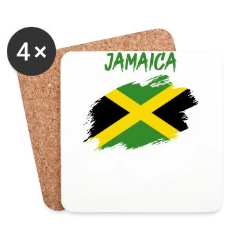 Jamaïque drapeau jamaïcain drapeau reggae caraïbes - Dessous de verre (lot de 4) - blanc - Devant