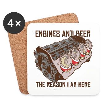 Engines and beer that's why I'm here V8 beer cans - Coasters (set of 4) - white - Front
