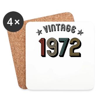 1972 Vintage Retro Jahrgang Geburtsjahr Geburtstag - Untersetzer (4er-Set) - Weiß - Vorne