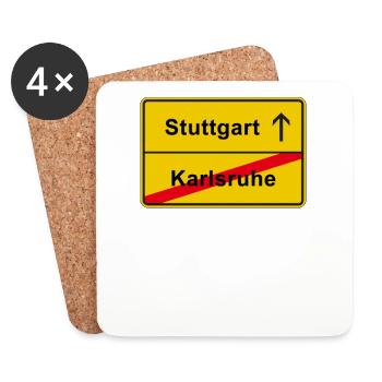 Stuttgart 1893 Neckarstadion Derby anti Karlsruhe - Untersetzer (4er-Set) - Weiß - Vorne