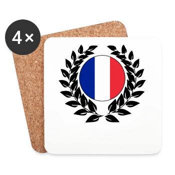 France French Laurel Wreath Tricolor EM - Coasters (set of 4) - white - Front