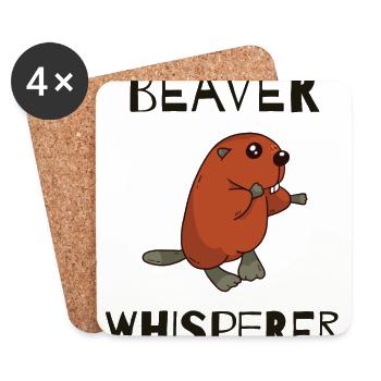 BEAVER: Beaver Whisperer - Untersetzer (4er-Set) - Weiß - Vorne