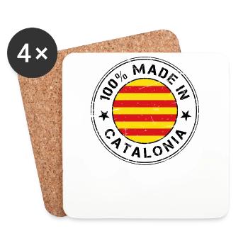 Fabriqué en Catalogne drapeau catalan drapeau - Dessous de verre (lot de 4) - blanc - Devant