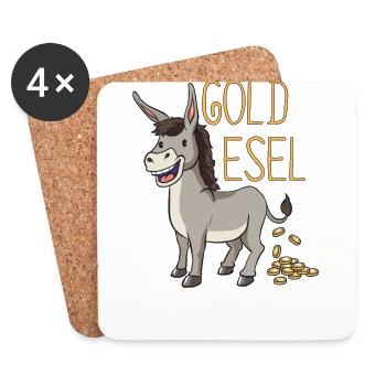 Esel Goldesel Maultier Muli Donkey Geschenk - Untersetzer (4er-Set) - Weiß - Vorne