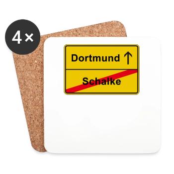 Dortmund anti Schalke Herne West Derby Ortsschild - Untersetzer (4er-Set) - Weiß - Vorne