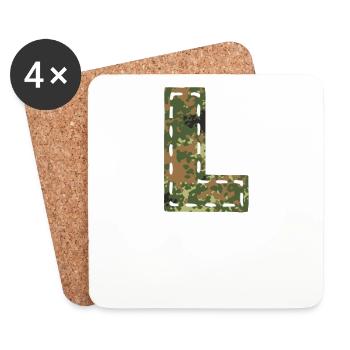 L Buchstabe camouflage tarnfleck Bundeswehr genäht - Untersetzer (4er-Set) - Weiß - Vorne