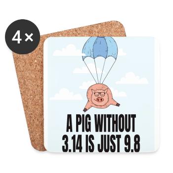 A Pig without 3.14 - Pi gift idea - Coasters (set of 4) - white - Front