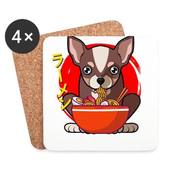 Chihuahua Japanese Ramen Dog Ramen - Coasters (set of 4) - white - Front
