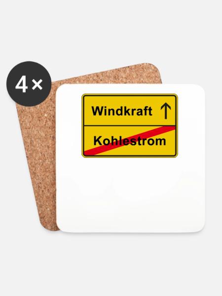 Windkraft Klimaschutz - Untersetzer (4er-Set) - Weiß