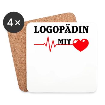 Logopädin mit herz Logopäde Logopädie Pathologe - Untersetzer (4er-Set) - Weiß - Vorne