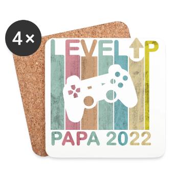 Mann Papa 2022 Zukünftige Eltern Level Up Spieler - Untersetzer (4er-Set) - Weiß - Vorne