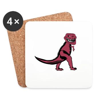 Reingeschaut Reingeguckt Dino Retro Meme - Untersetzer (4er-Set) - Weiß - Vorne