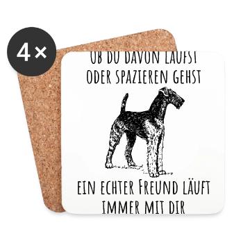 Hund Airedale Terrier Hunderasse Hundeliebhaber - Untersetzer (4er-Set) - Weiß - Vorne