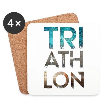 Triathlon Triathlet Schwimmen Fahrrad Laufen - Untersetzer (4er-Set) - Weiß - Vorne